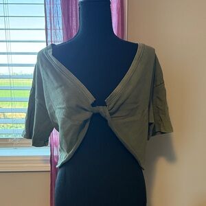 Olive Green Twist Crop Top